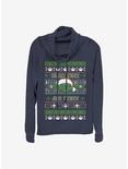 Star Wars Silent Night Holiday Cowl Neck Long-Sleeve Girls Top, NAVY, hi-res