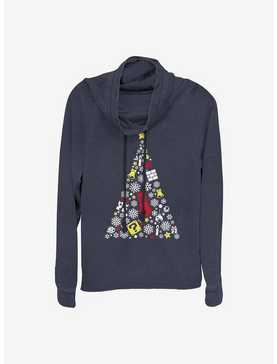 Super Mario Evergreen Tree Holiday Cowl Neck Long-Sleeve Girls Top, , hi-res