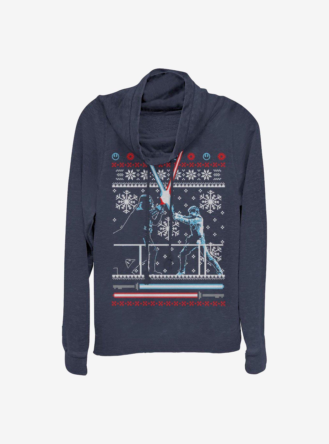 Star Wars Fued Ugly Christmas Sweater Cowl Neck Long-Sleeve Girls Top, , hi-res