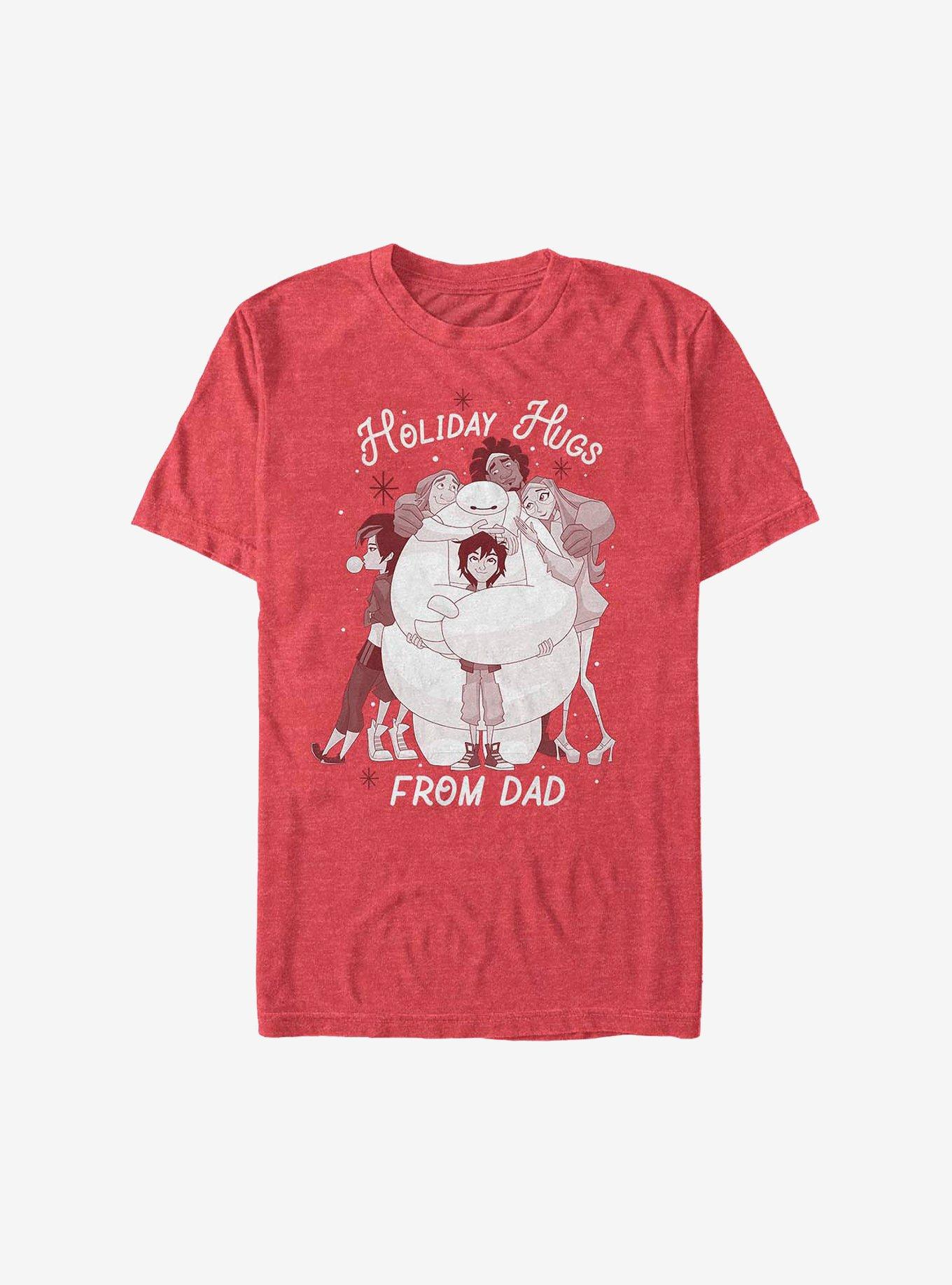 Big Hero 6 Hugs From Dad Holiday T-Shirt, RED HTR, hi-res