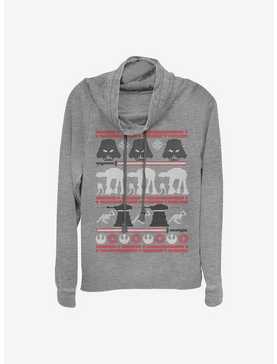 Star Wars Hoth Battle Ugly Christmas Sweater Cowl Neck Long-Sleeve Girls Top, , hi-res