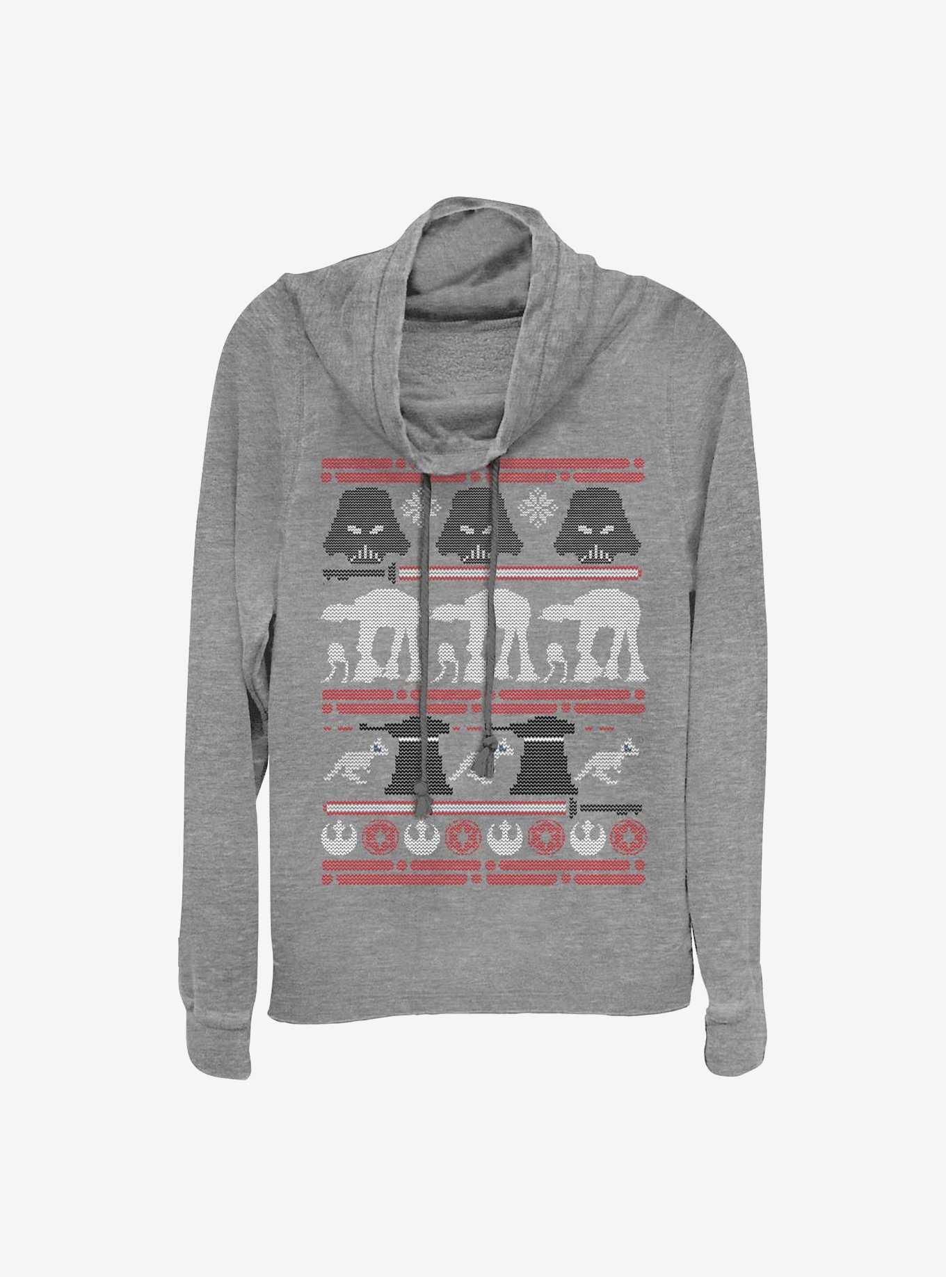 Star Wars Hoth Battle Ugly Christmas Sweater Cowl Neck Long-Sleeve Girls Top, , hi-res