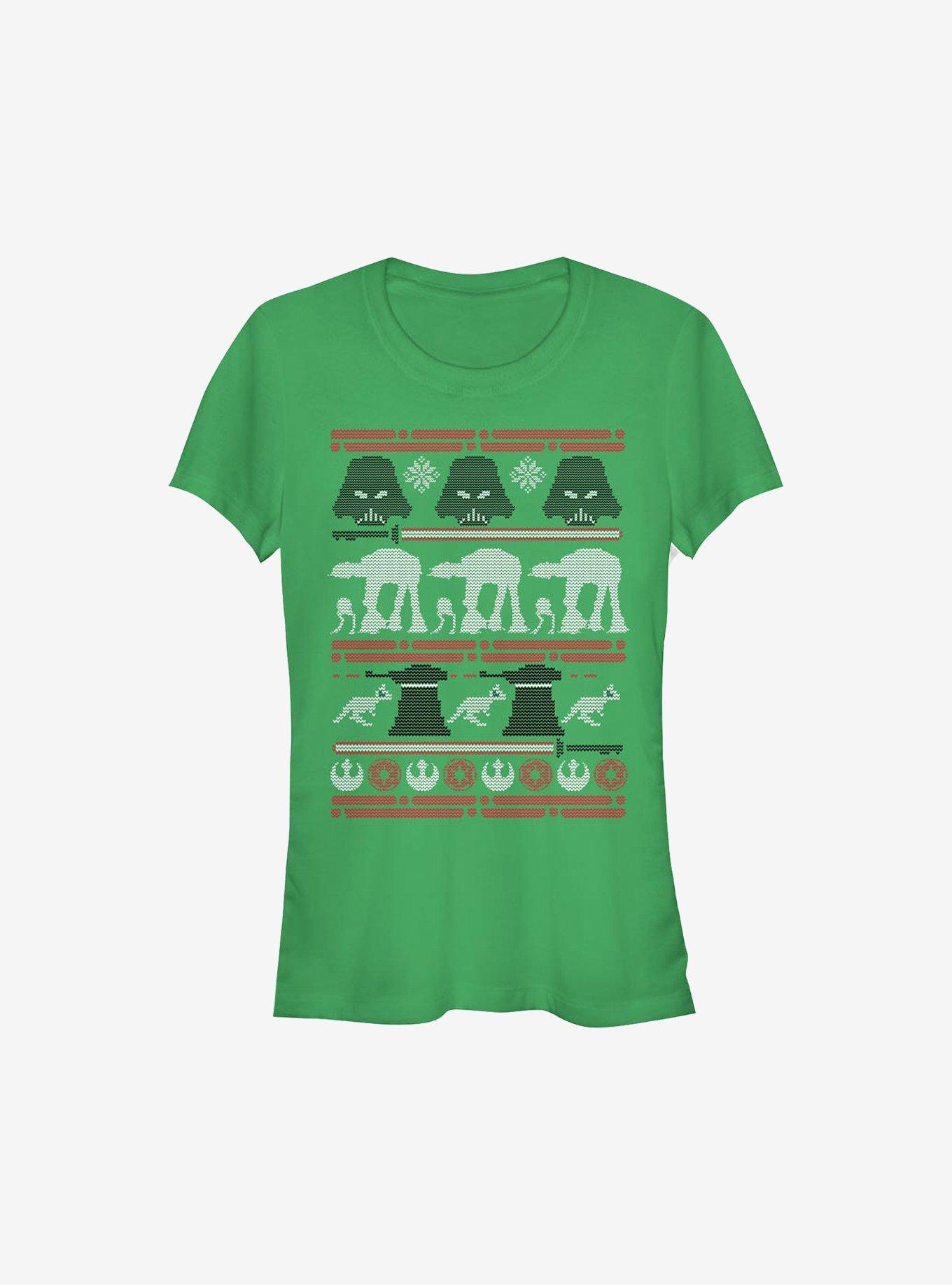 Star Wars Hoth Battle Ugly Christmas Sweater Girls T-Shirt, KELLY, hi-res