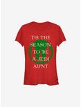 Star Wars 'Tis The Season To Be A Jedi Aunt Holiday Girls T-Shirt, RED, hi-res