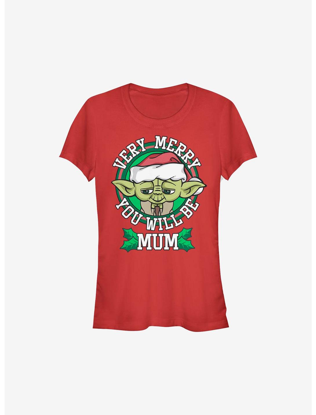 Star Wars Merry Yoda Mum Holiday Girls T-Shirt, RED, hi-res