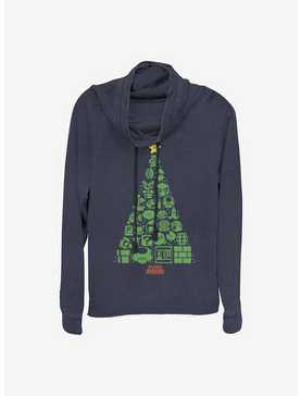 Super Mario Trees A Crowd Holiday Cowl Neck Long-Sleeve Girls Top, , hi-res