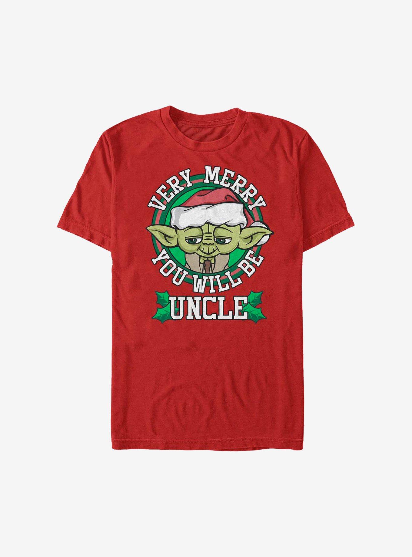 Star Wars Merry Yoda Uncle Holiday T-Shirt, RED, hi-res