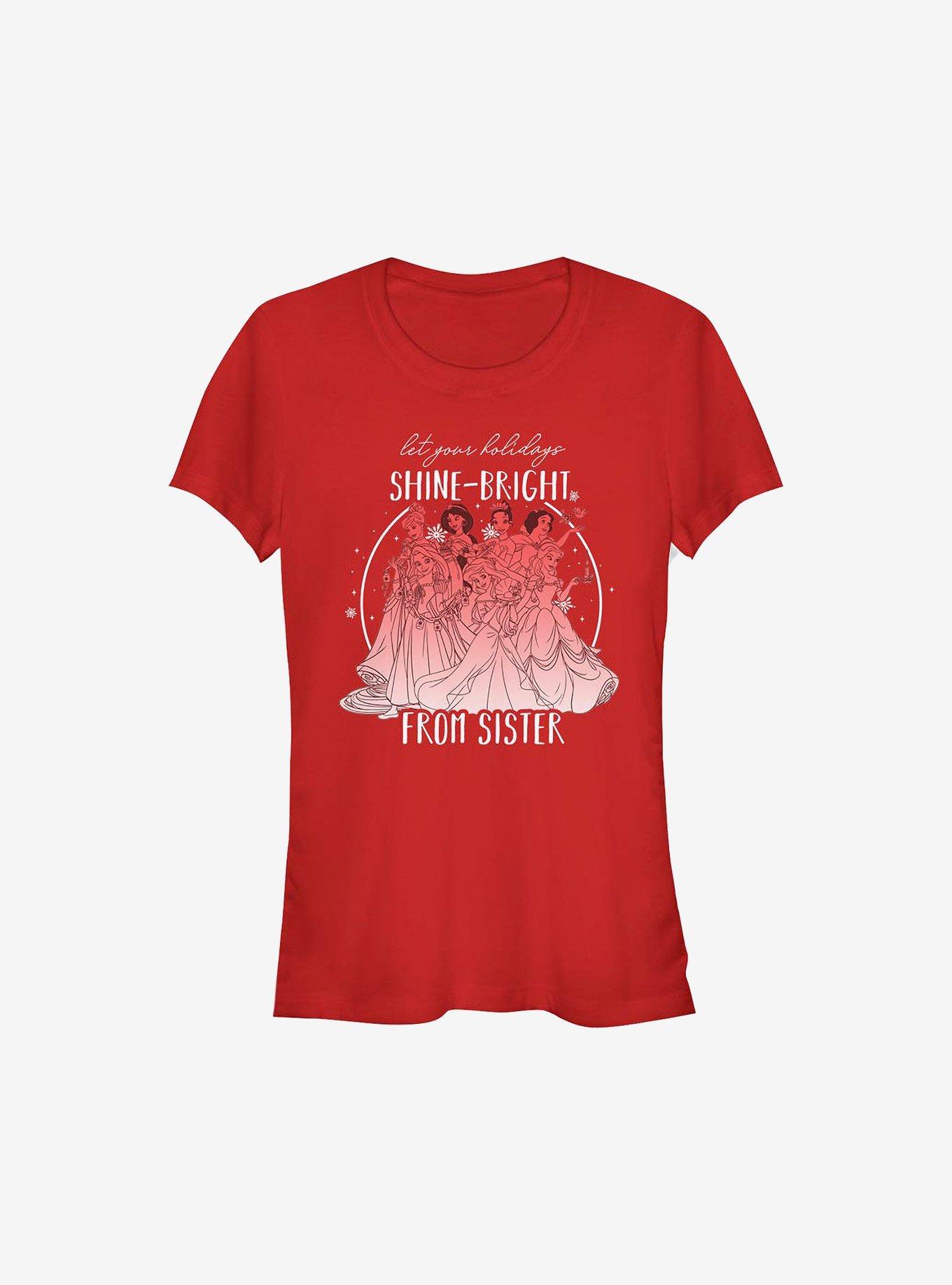 Disney Princesses Shine Bright From Sister Girls T-Shirt, RED, hi-res