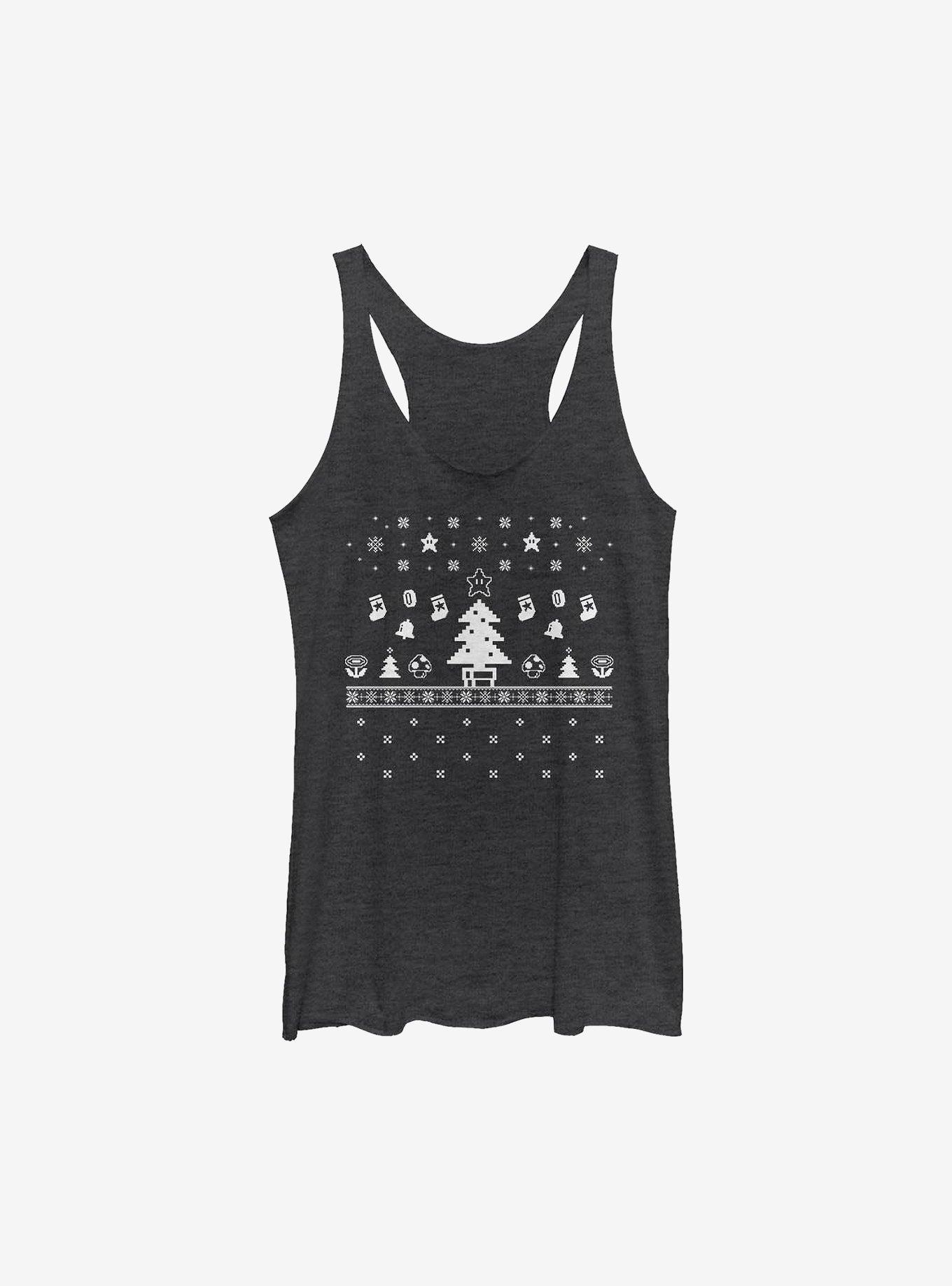 Super Mario Video Game Holiday Girls Tank, BLK HTR, hi-res