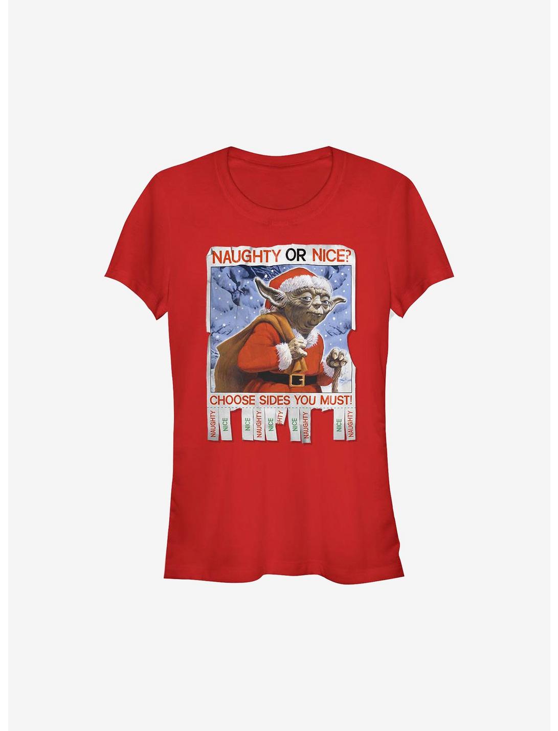 Star Wars Naughty Or Nice Holiday Girls T-Shirt, RED, hi-res