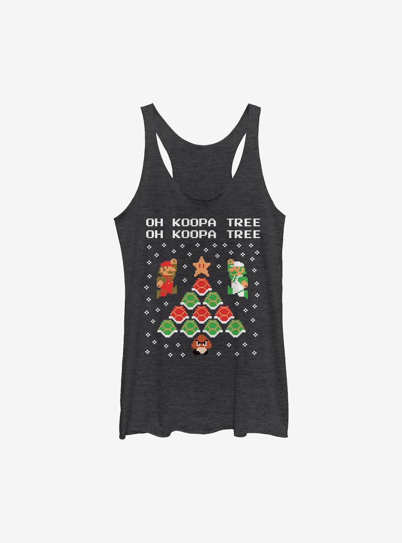 Super Mario Koopa Tree Holiday Girls Tank, BLK HTR, hi-res