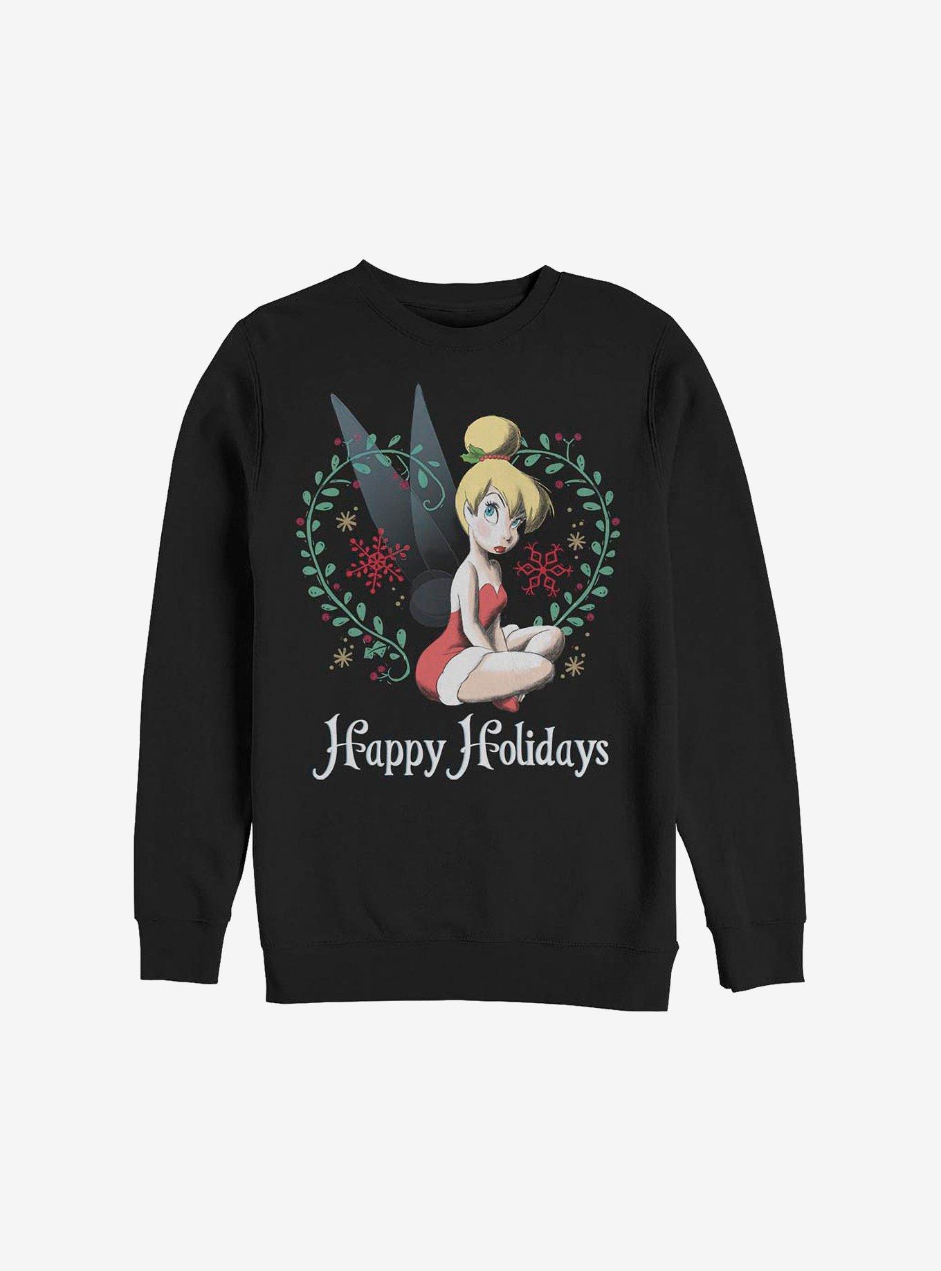 Disney Tinker Bell Happy Holidays Sweatshirt, BLACK, hi-res