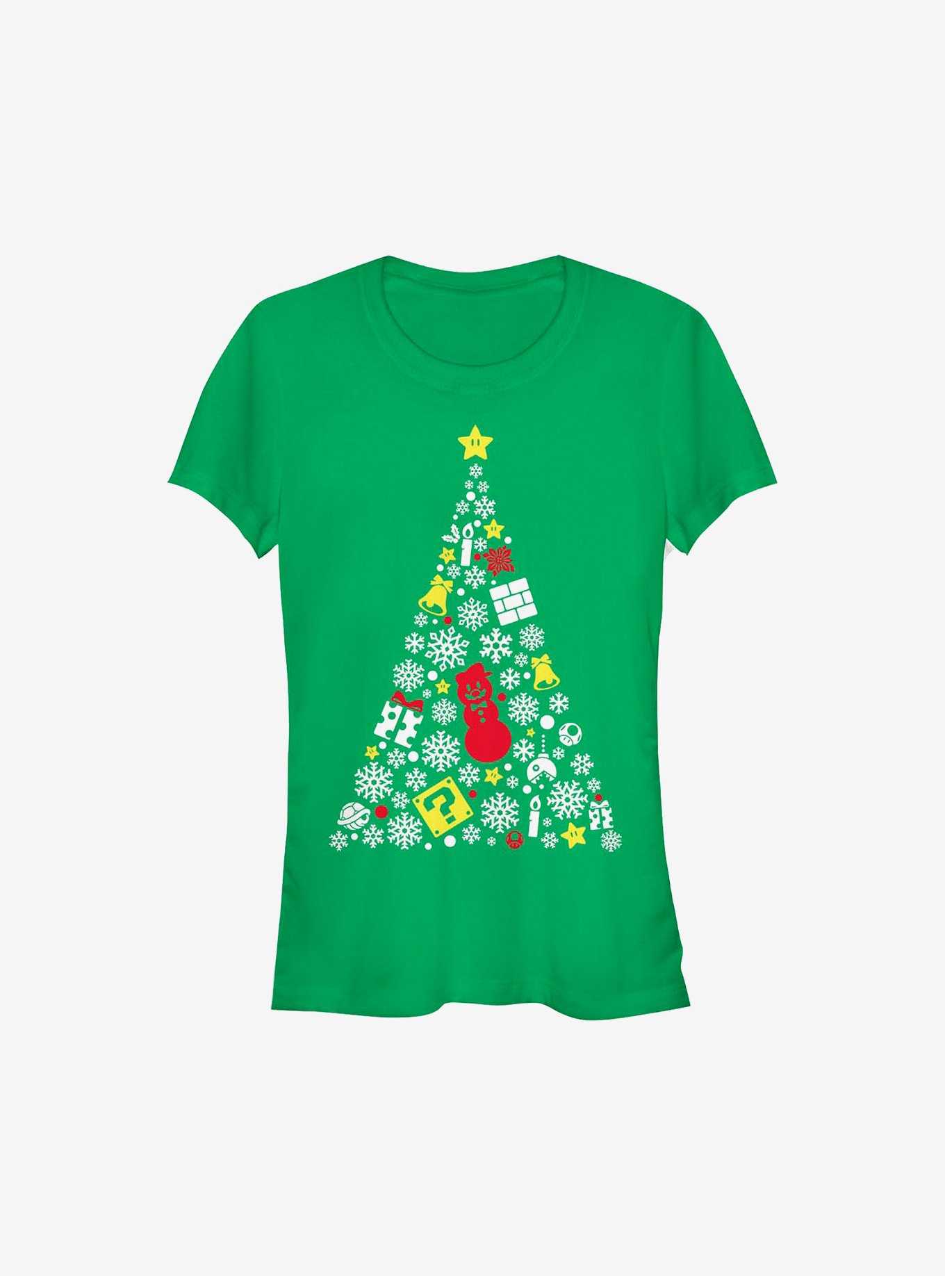 Super Mario Evergreen Christmas Tree Girls T-Shirt, , hi-res