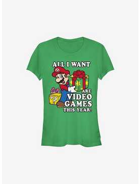 Super Mario All I Want Are Video Games Holiday Girls T-Shirt, , hi-res