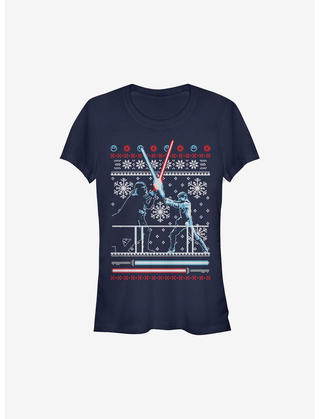 Star Wars Fued Ugly Christmas Sweater Girls T-Shirt, NAVY, hi-res