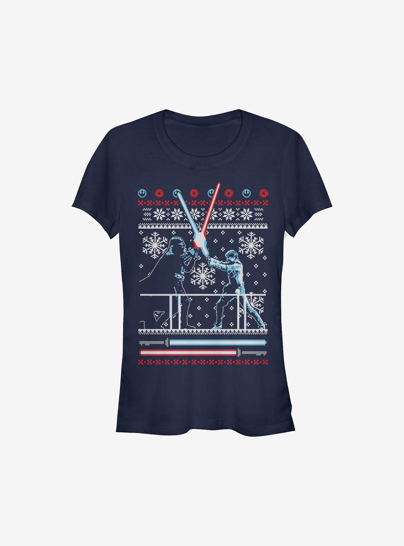 Star Wars Fued Ugly Christmas Sweater Girls T-Shirt, NAVY, hi-res