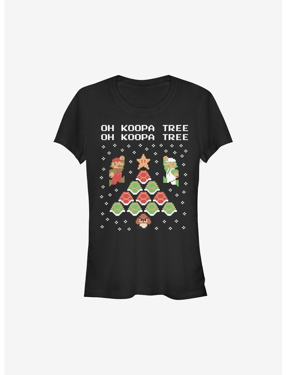 Super Mario Koopa Tree Holiday Girls T-Shirt, BLACK, hi-res