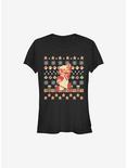 Super Mario Holiday Pixels Christmas Pattern Girls T-Shirt, BLACK, hi-res
