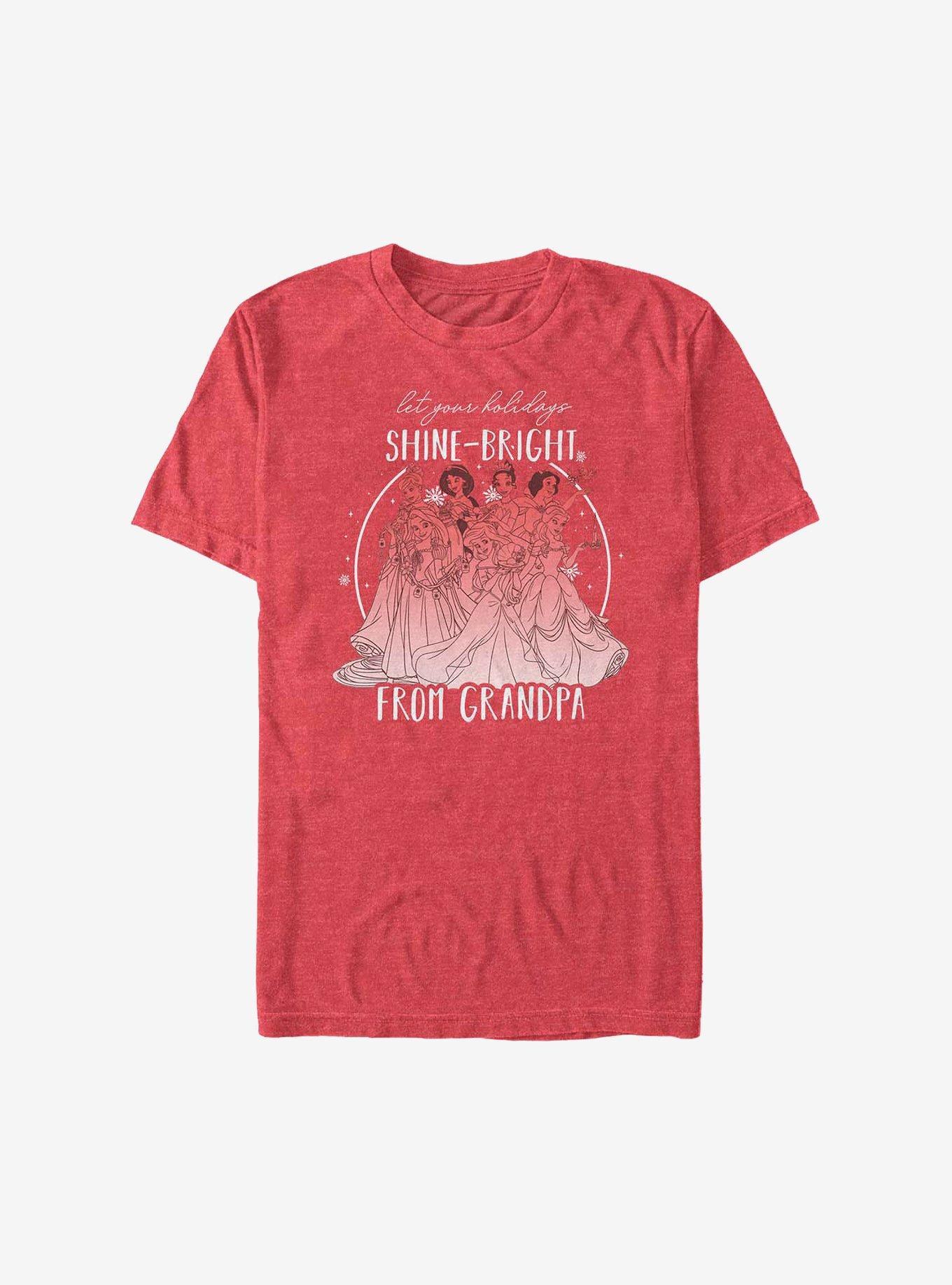 Disney Princesses Shine Bright From Grandpa Holiday T-Shirt, RED HTR, hi-res
