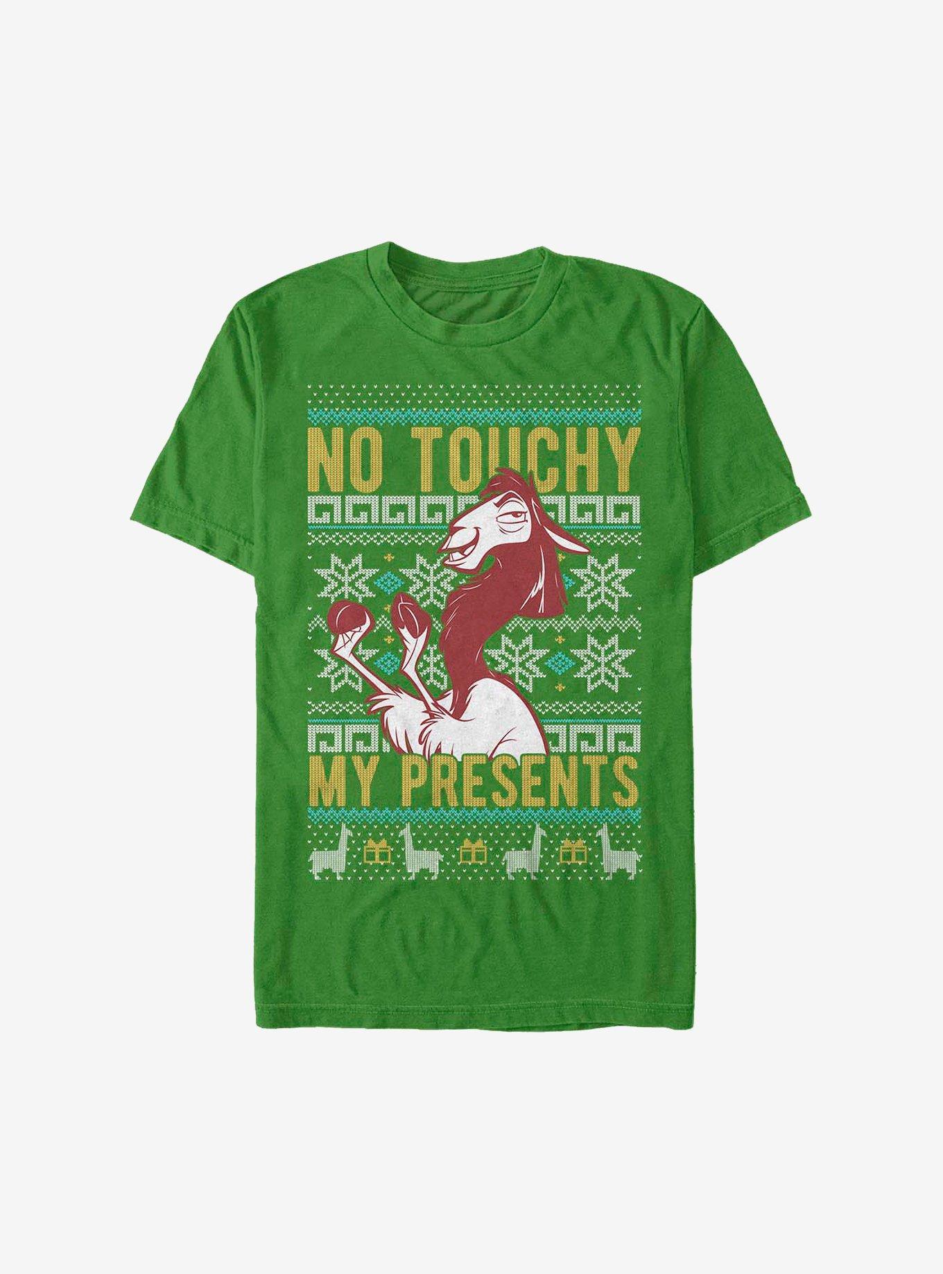 Disney The Emperor's New Groove No Touchy My Presents Ugly Christmas Sweater T-Shirt, KELLY, hi-res