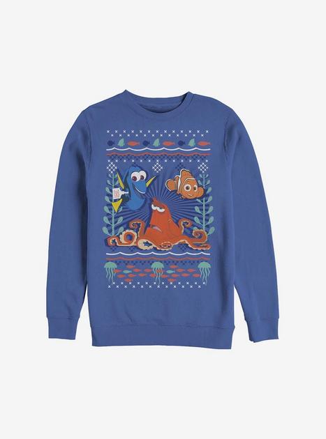 Disney Pixar Finding Nemo Sea Ugly Christmas Sweater Sweatshirt BLUE Hot Topic