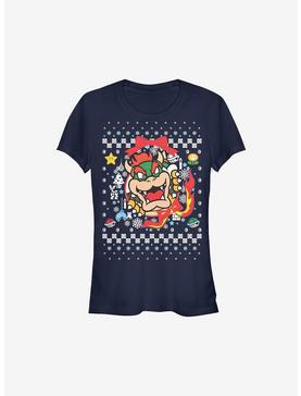 Super Mario Bowser Wreath Ugly Christmas Sweater Girls T-Shirt, , hi-res