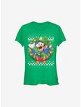 Super Mario Luigi Wreath Holiday Girls T-Shirt, KELLY, hi-res