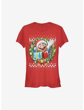 Super Mario Mario Wreath Holiday Girls T-Shirt, , hi-res