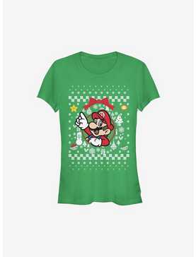 Super Mario Mario Wreath Ugly Christmas Sweater Girls T-Shirt, , hi-res