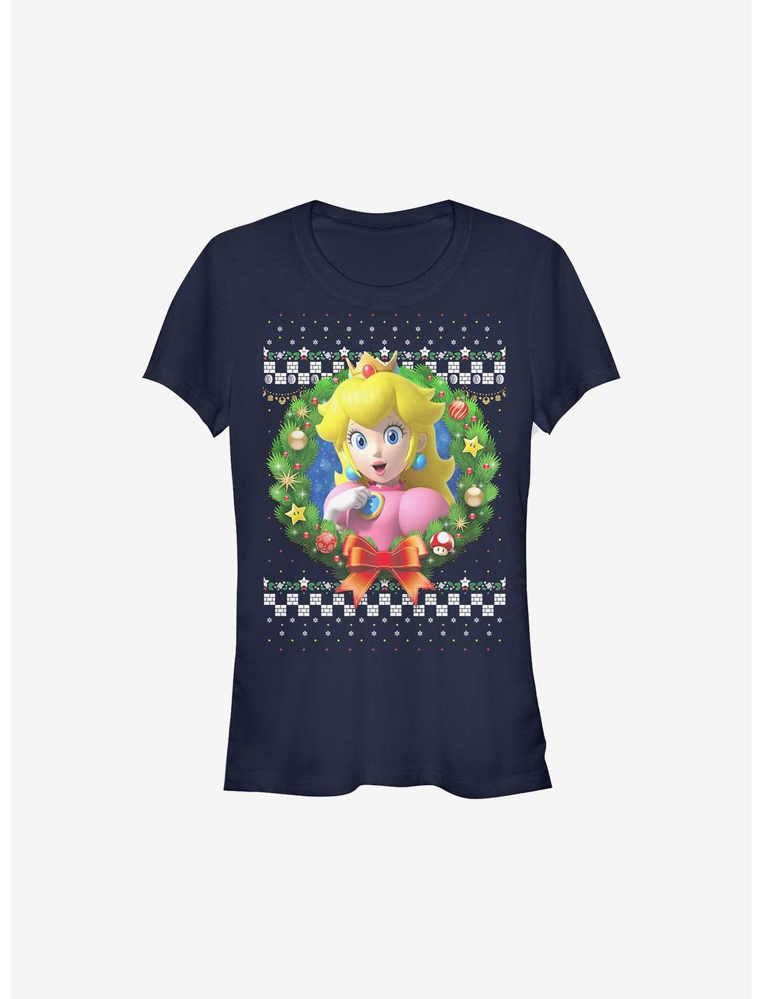 Super Mario Peach Wreath Holiday Girls T-Shirt, , hi-res