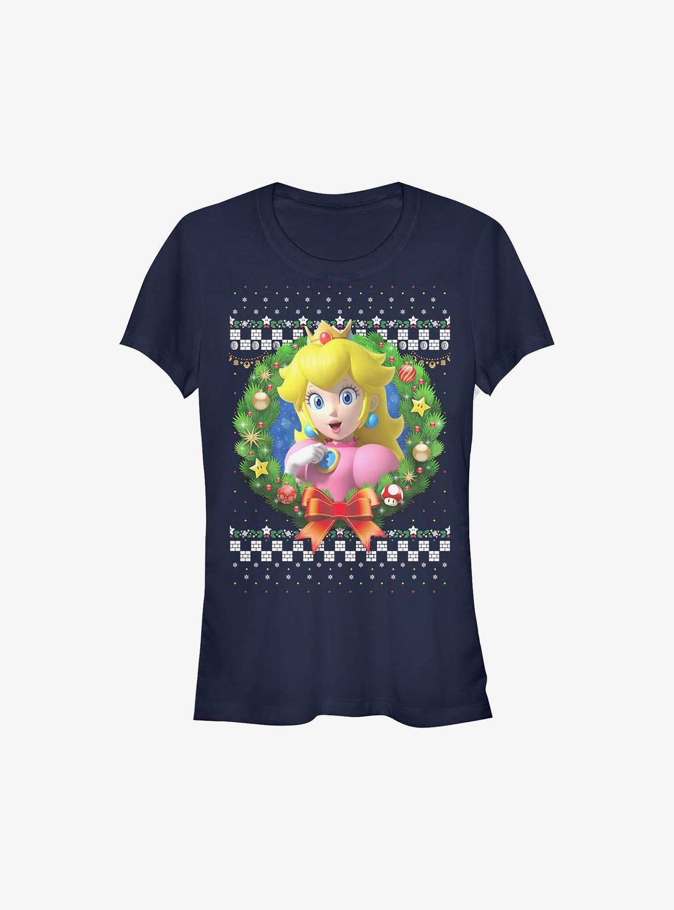 Super Mario Peach Wreath Holiday Girls T-Shirt, , hi-res