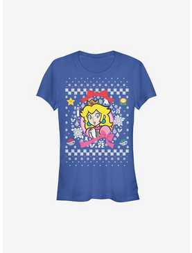 Super Mario Princess Wreath Ugly Christmas Sweater Girls T-Shirt, ROYAL, hi-res