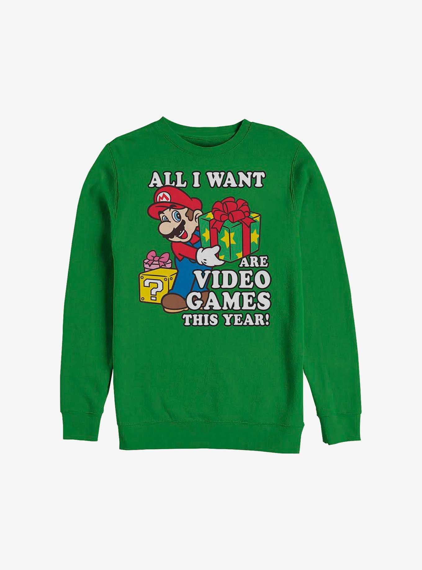 Super Mario All I Want For Christmas Holiday Sweatshirt, , hi-res