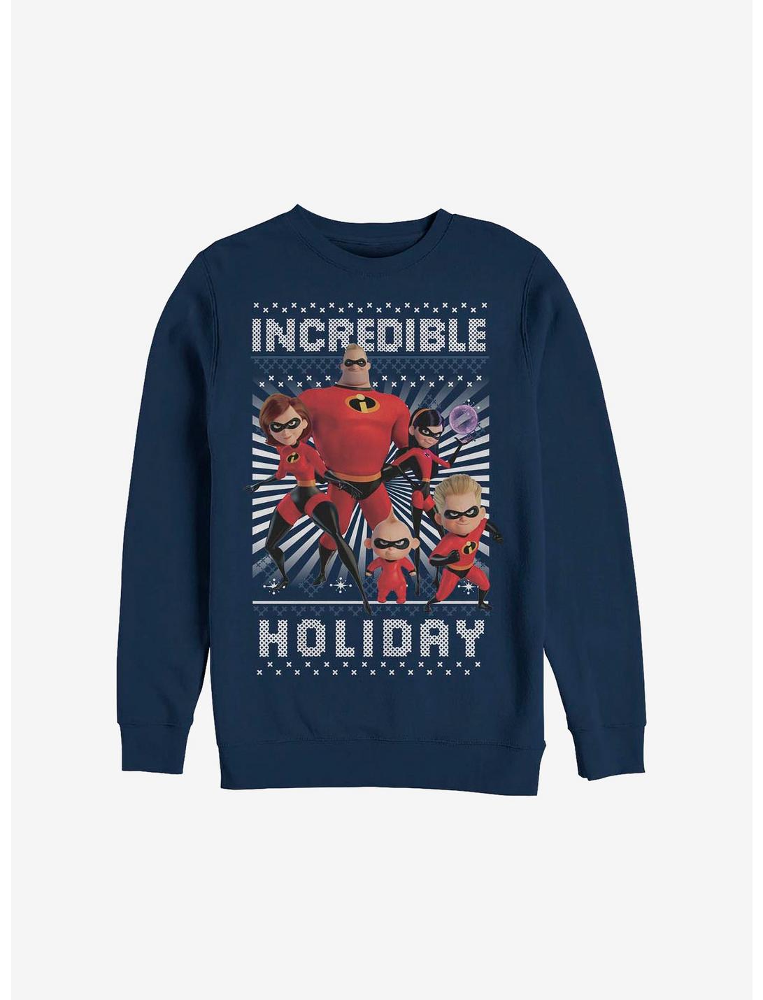 Disney Pixar The Incredibles Incredible Holiday Ugly Christmas Sweater Sweatshirt, NAVY, hi-res