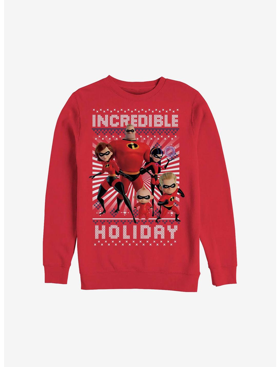 Disney Pixar The Incredibles Incredible Holiday Ugly Christmas Sweater Sweatshirt, RED, hi-res