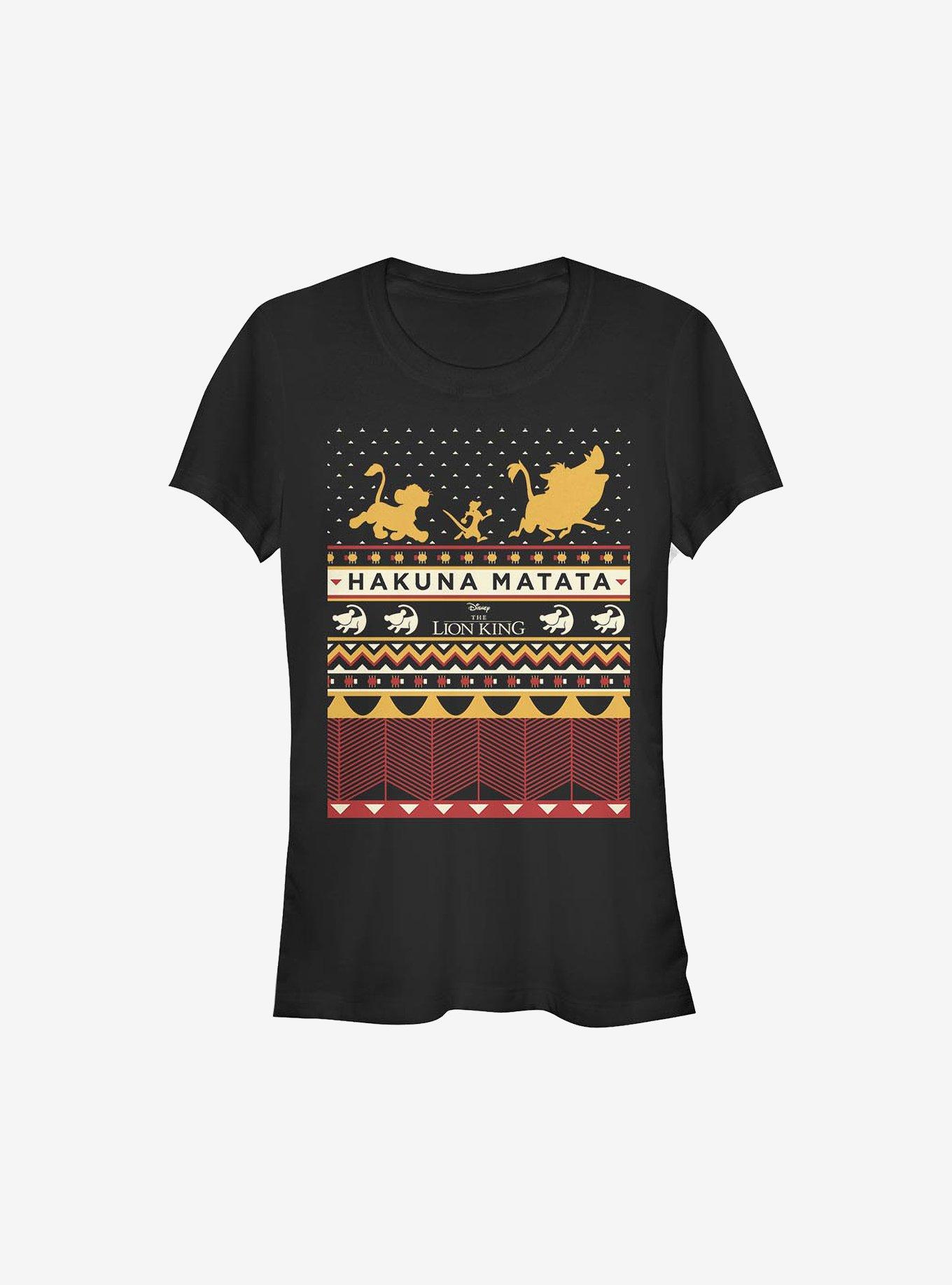 Disney The Lion King Hakuna My Knits Ugly Christmas Sweater Girls T-Shirt, BLACK, hi-res