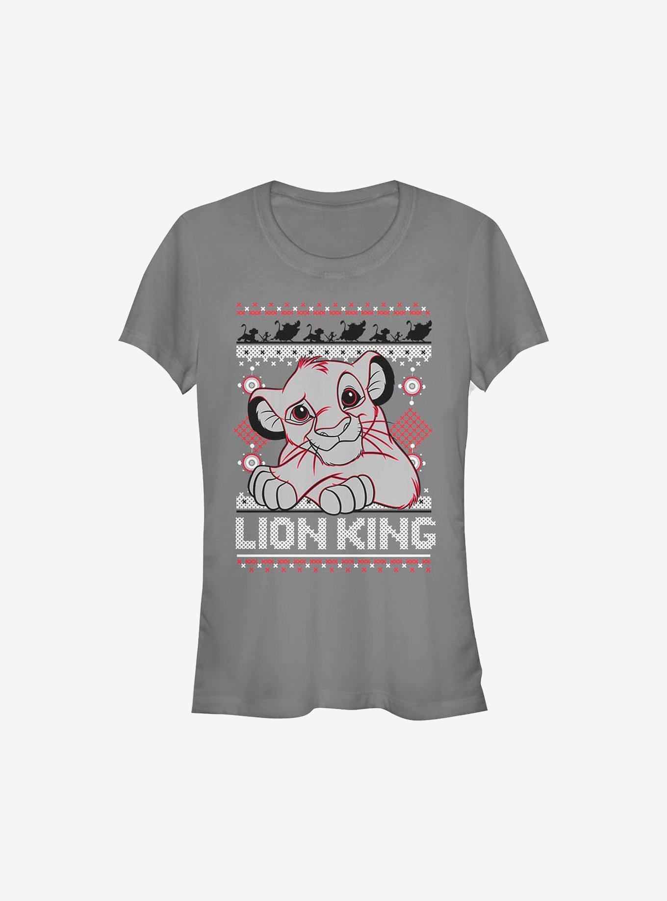 Disney The Lion King Simba Christmas Pattern Girls T-Shirt, CHARCOAL, hi-res