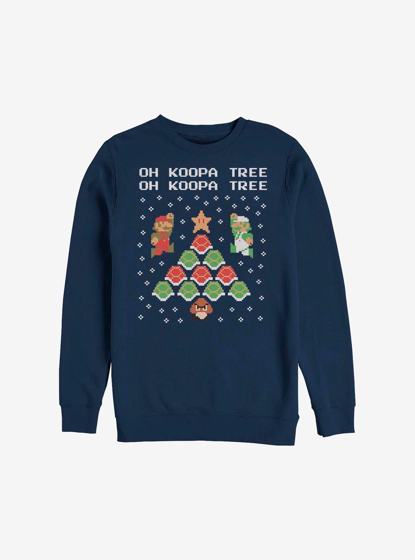 Super Mario Koopa Tree Holiday Sweatshirt, NAVY, hi-res
