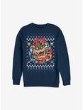 Super Mario Bowser Wreath Ugly Christmas Sweater Sweatshirt, NAVY, hi-res