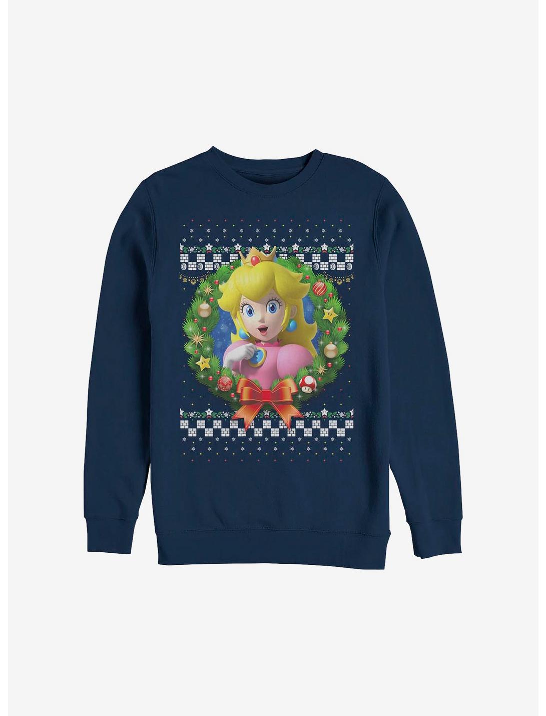 Super Mario Luigi Peach Holiday Sweatshirt, NAVY, hi-res