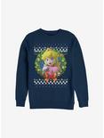 Super Mario Luigi Peach Holiday Sweatshirt, NAVY, hi-res