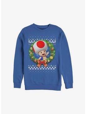 Super Mario Toad Wreath Holiday Sweatshirt, , hi-res