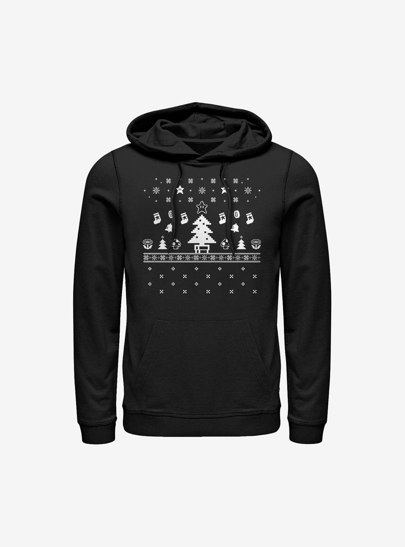 Super Mario Pixel Game Holiday Hoodie, BLACK, hi-res