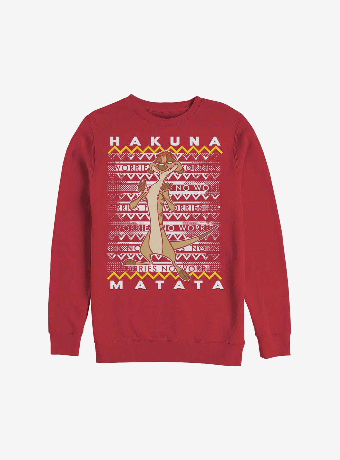 Disney The Lion King Hakuna Timon Ugly Christmas Sweater Sweatshirt, RED, hi-res