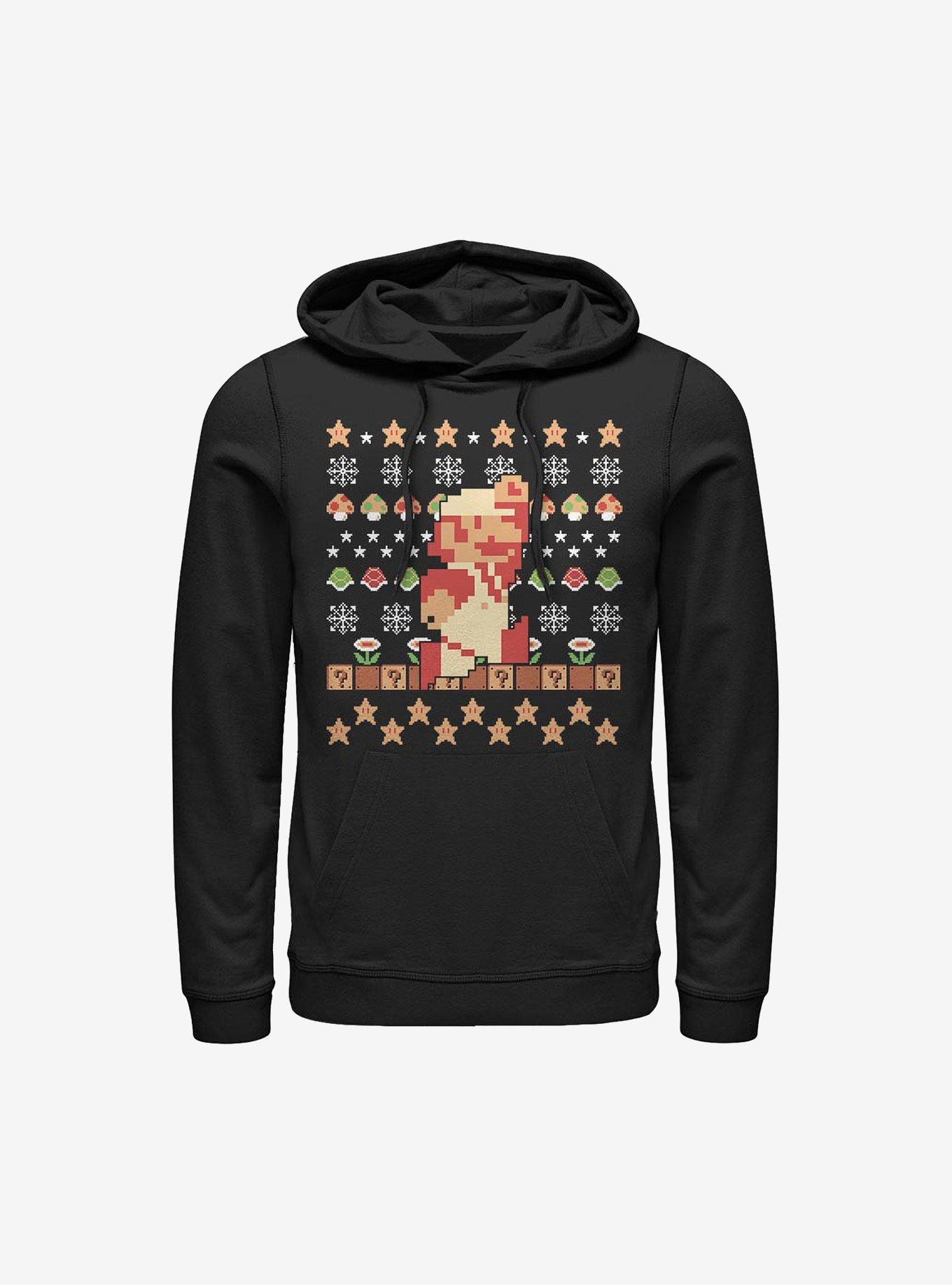 Super Mario Holiday Pixels Hoodie, BLACK, hi-res