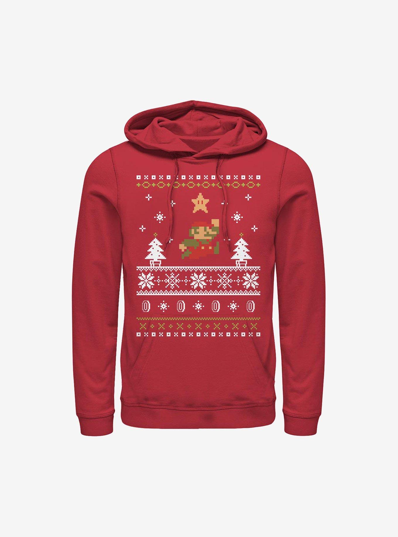 Super Mario Nordic Mario Christmas Pattern Hoodie, , hi-res