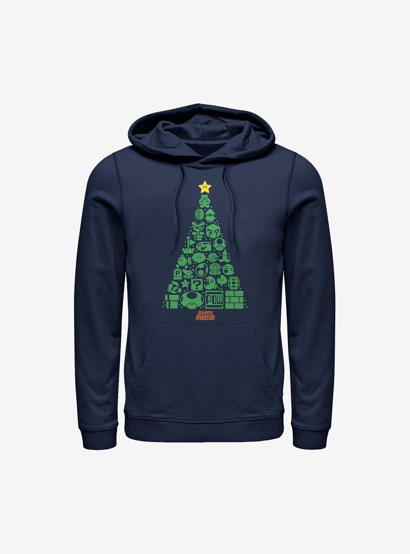 Super Mario Trees A Crowd Holiday Hoodie, NAVY, hi-res