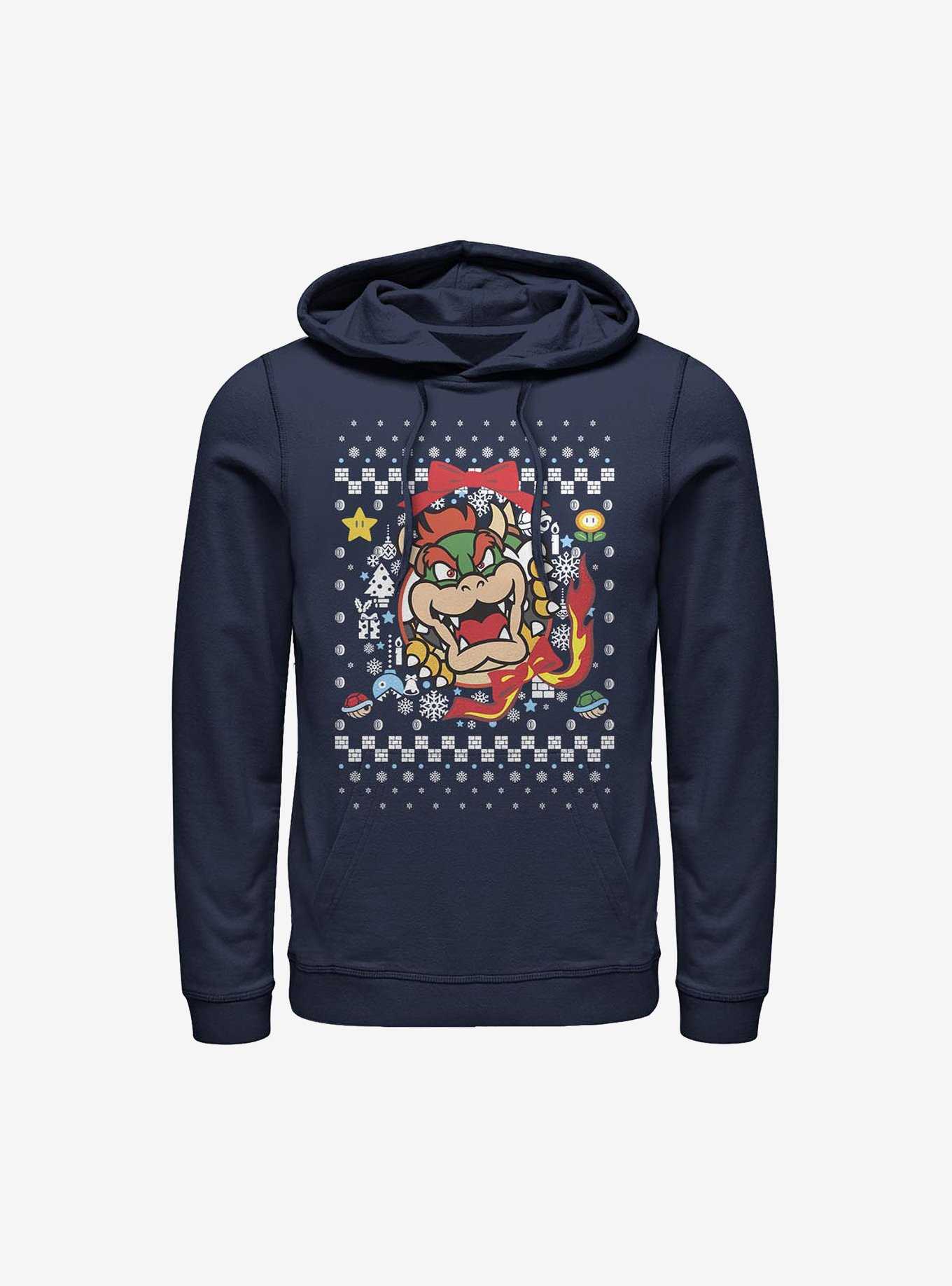 Super Mario Bowser Princess Wreath Ugly Christmas Sweater Hoodie, , hi-res