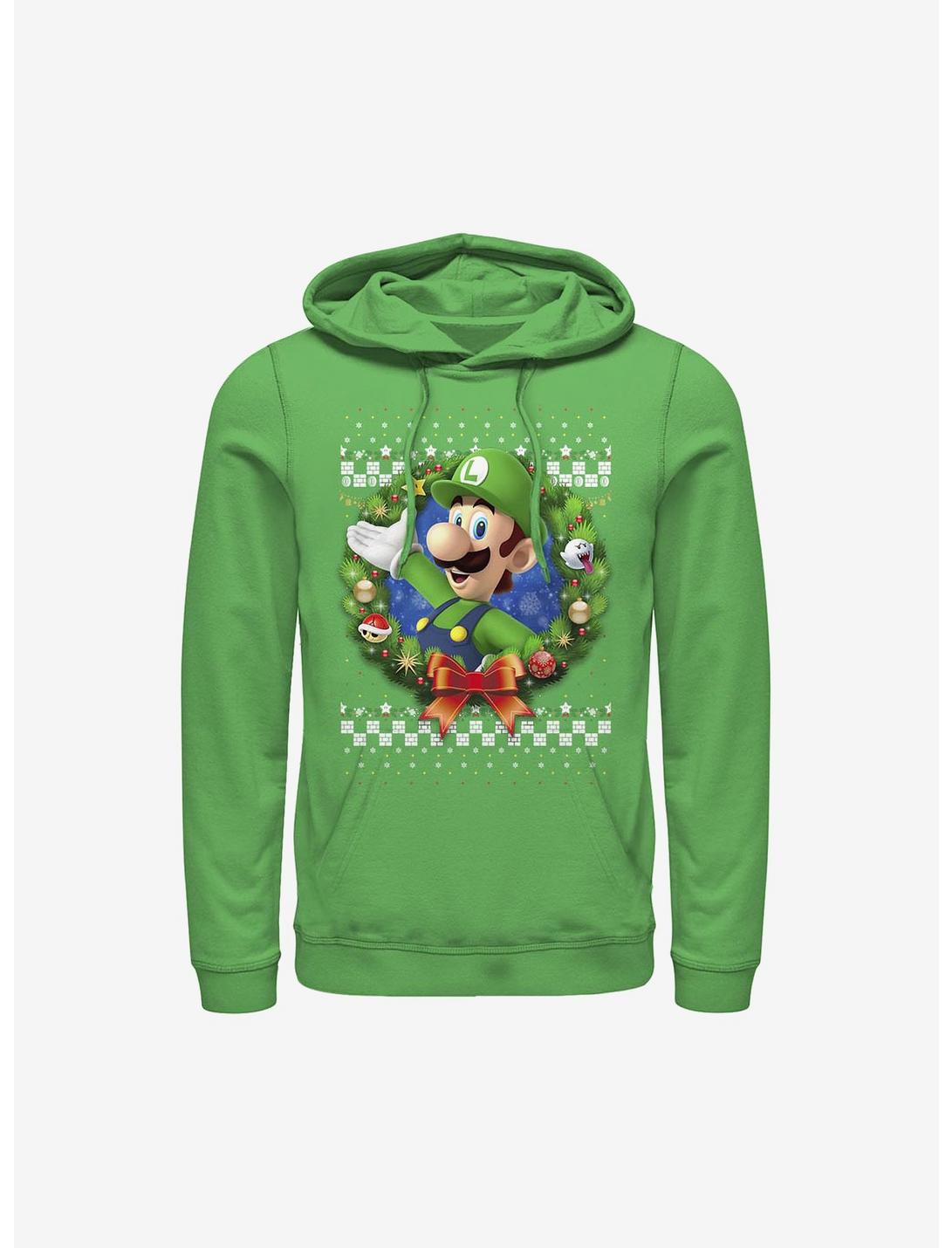 Super Mario Luigi Wreath Holiday Hoodie, KELLY, hi-res