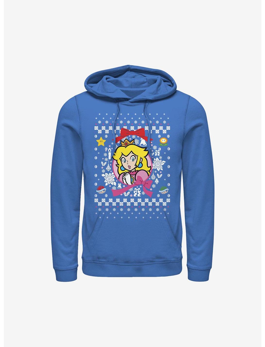 Super Mario Princess Wreath Ugly Christmas Sweater Hoodie, ROYAL, hi-res
